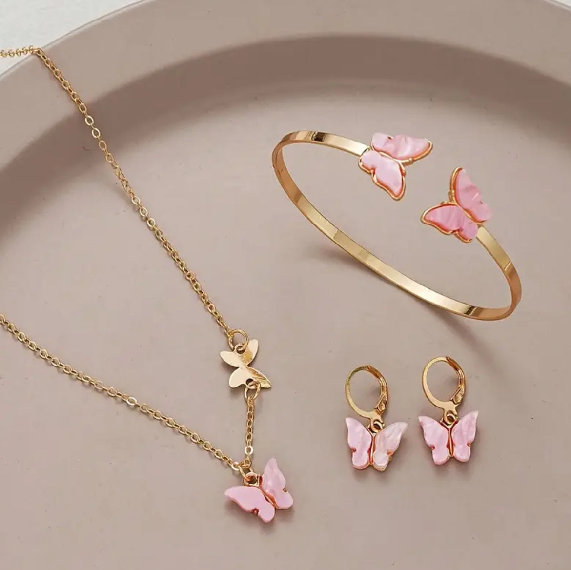 Ensemble bijoux enfants - Papillon rose